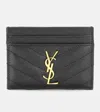 Saint Laurent Monogram Quilted Leather Card Holder In Black