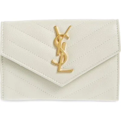 Saint Laurent 'monogram' Quilted Leather French Wallet In White