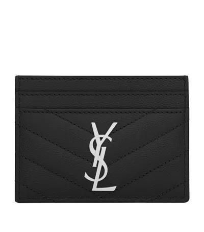 Saint Laurent Monogram  Matelassé Card Holder In Black