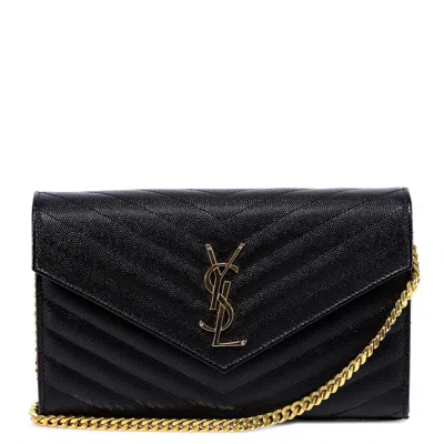 Saint Laurent Monogram Shoulder Bag In Black