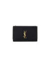 Saint Laurent Kate Xs Ysl Monogram Grain De Poudre Wallet On Chain In Black