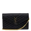 Saint Laurent Classic Cassandre Leather Clutch With Iconic Chevron Stitching In Black