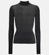Saint Laurent Monogram Silk Mockneck Top In Black