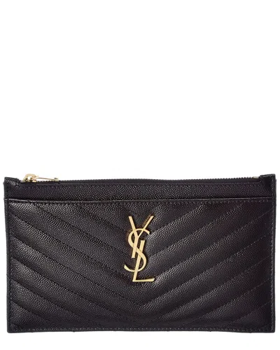 Saint Laurent Monogram Small Leather Pouch In Black