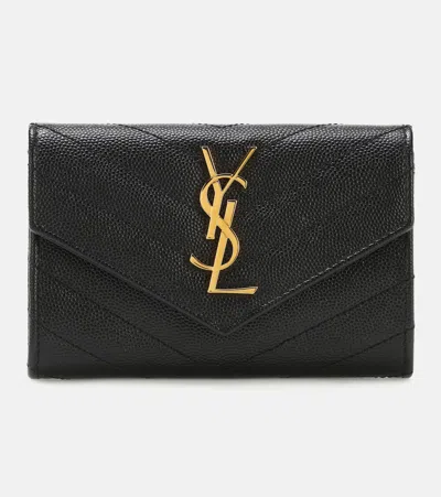 Saint Laurent Monogram Small Leather Wallet In Black
