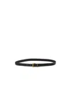 Saint Laurent Cassandre Thin Belt With Square Buckle In Grained Leather In Black