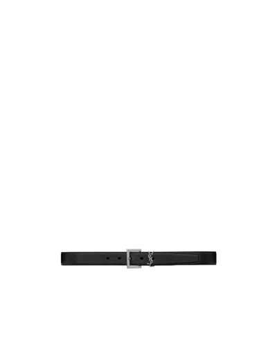 Saint Laurent Monogram Square-buckle Belt In Black