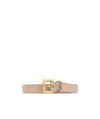 Saint Laurent Monogram Square-buckle Belt In Nude