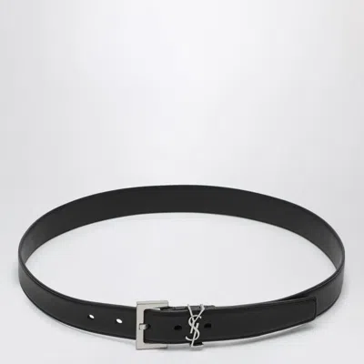 Saint Laurent Monogram Square-buckle Belt In Black