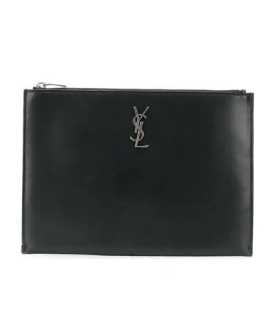 Saint Laurent Monogram Tablet Holder In Black