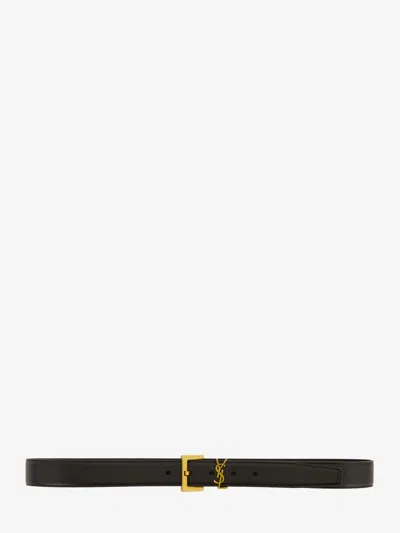 Saint Laurent Monogram Thin Belt In Black