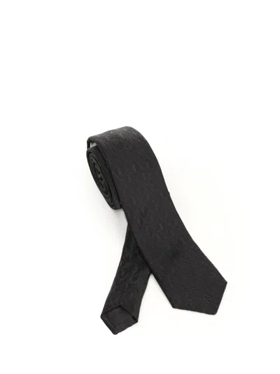 SAINT LAURENT MONOGRAM TIE TIES AND BOW TIES BLACK