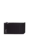 Saint Laurent Monogram Tiny Leather Card Case In Black