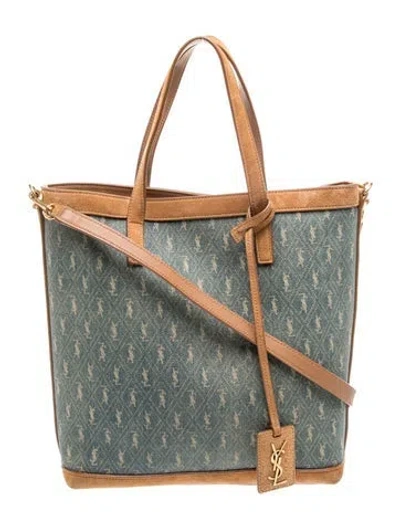 Pre-owned Saint Laurent Monogram Tote Toy In Blue