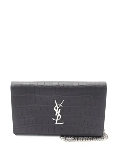 Pre-owned Saint Laurent Monogram Wallet In Black