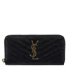 Saint Laurent Monogramme Grain De Poudre Zip-around Wallet In Black