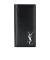 Saint Laurent Leather Wallet With Frontal Monogram In Black
