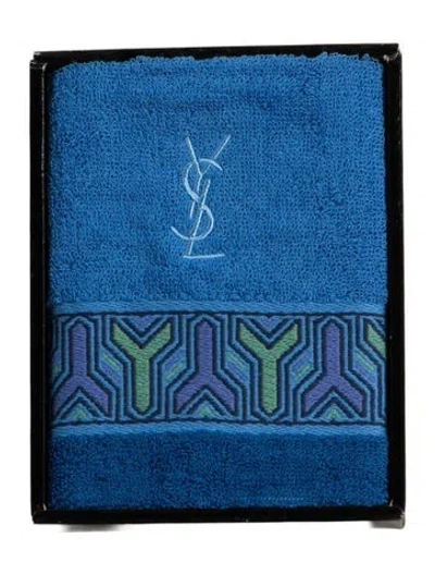 Pre-owned Saint Laurent Monogram Wash Cloth In Blue