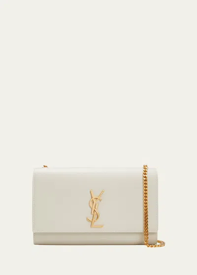Saint Laurent Monogram Ysl Medium Chain Shoulder Bag In White