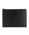 Saint Laurent Rectangular Pebbled Leather Clutch Bag In Black