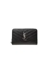 Saint Laurent Monogram Zipper Wallet In Black