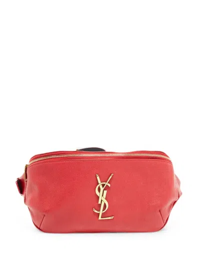 Pre-owned Saint Laurent Monogram-detail Belt Bag In Red