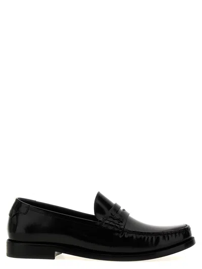 Saint Laurent Le Loafer Logo Plaque Shoes In Black