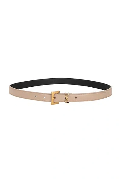 Saint Laurent Leather Belt In Dark Beige