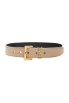 Saint Laurent Monogramme Leather Belt In Dark Beige