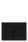 Saint Laurent Black Card-holder With Tonal Cassandre In Grain De Poudre Leather Man