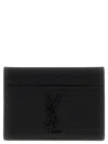 Saint Laurent Black Card-holder With Tonal Cassandre In Grain De Poudre Leather Man In Black