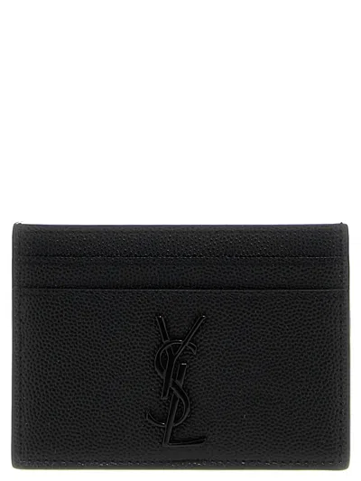 Saint Laurent 'monogramme' Cardholder In Brown