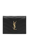 Saint Laurent Monogramme Chevron Card Holder In Black