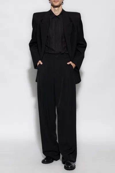 Saint Laurent Monogrammed Silk Shirt In Black