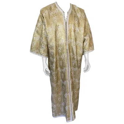 Pre-owned Saint Laurent Moroccan Caftan In Silver And Gold Brocade Vintage Gentleman Kaftan Circa 1960 In Brown