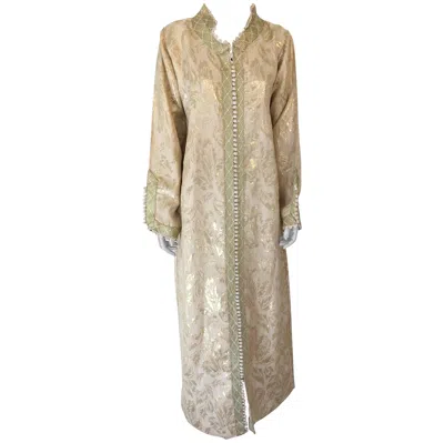 Pre-owned Saint Laurent Moroccan Metallic Gold Brocade Kaftan, Maxi Dress Kaftan From Morocco, Africa