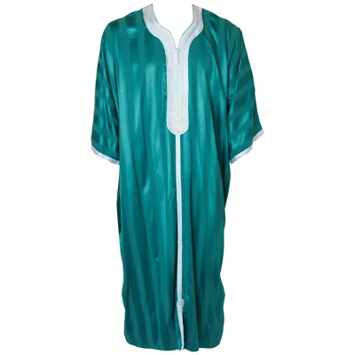 Pre-owned Saint Laurent Moroccan Vintage Emerald Green Caftan, Hand-crafted Fabric, 1970s