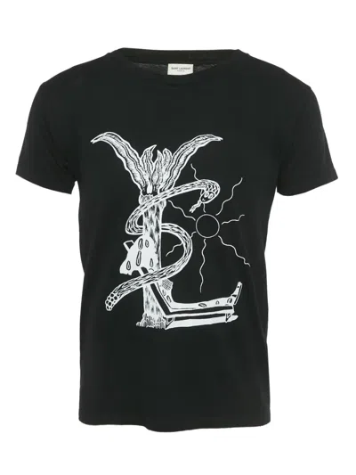 Pre-owned Saint Laurent Motif T-shirt In Black