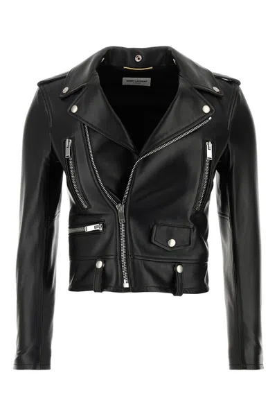 SAINT LAURENT GIACCA IN PELLE NERA DONNA