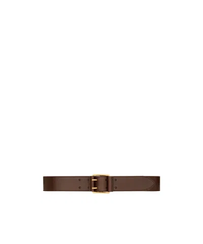 Saint Laurent Motorcycle Belt In Leather In Brown