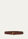 Saint Laurent Motorcycle Brown Leather Belt In 2447 Dark Brown C