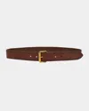 Saint Laurent Vegan Leather Square Belt In Dark Brown Choco