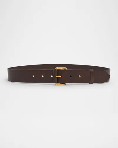 Saint Laurent Motorcycle Calf Leather Belt In 2281 Brown Oak
