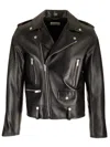 Saint Laurent Black Biker Jacket With Zipped Pockets In Smooth Leather Man In Black