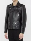 Saint Laurent Black Biker Jacket With Zipped Pockets In Smooth Leather Man In Black