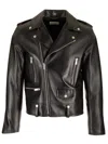 Saint Laurent Black Biker Jacket With Zipped Pockets In Smooth Leather Man