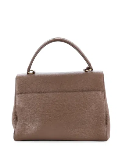 Pre-owned Saint Laurent Moujik Top Handle Bag Leather Medium Shoulder Bag In Brown