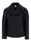 Saint Laurent Black Double-breasted Coat With Classic Wide Revers In Wool Woman In Black