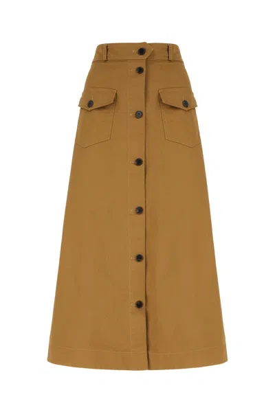 Saint Laurent Midi Skirt With Buttons In Brown