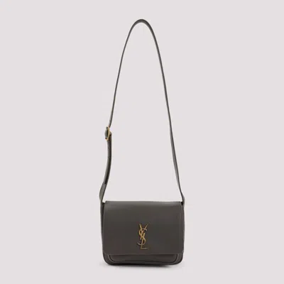 Saint Laurent Mud Leather Niki Saddle Crossbody Bag In Light Musk
